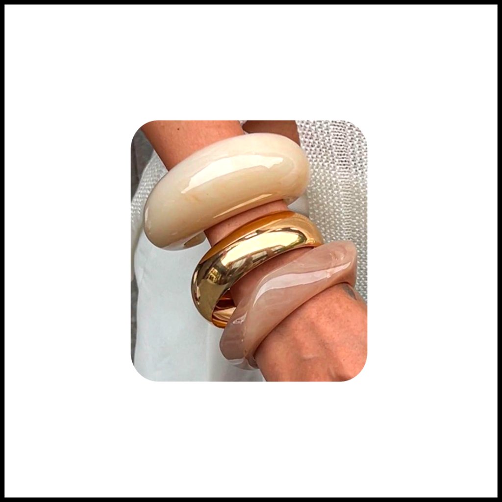 Chunky Acrylic Bangle Bracelet Set Geometric Punk Statement Cuff